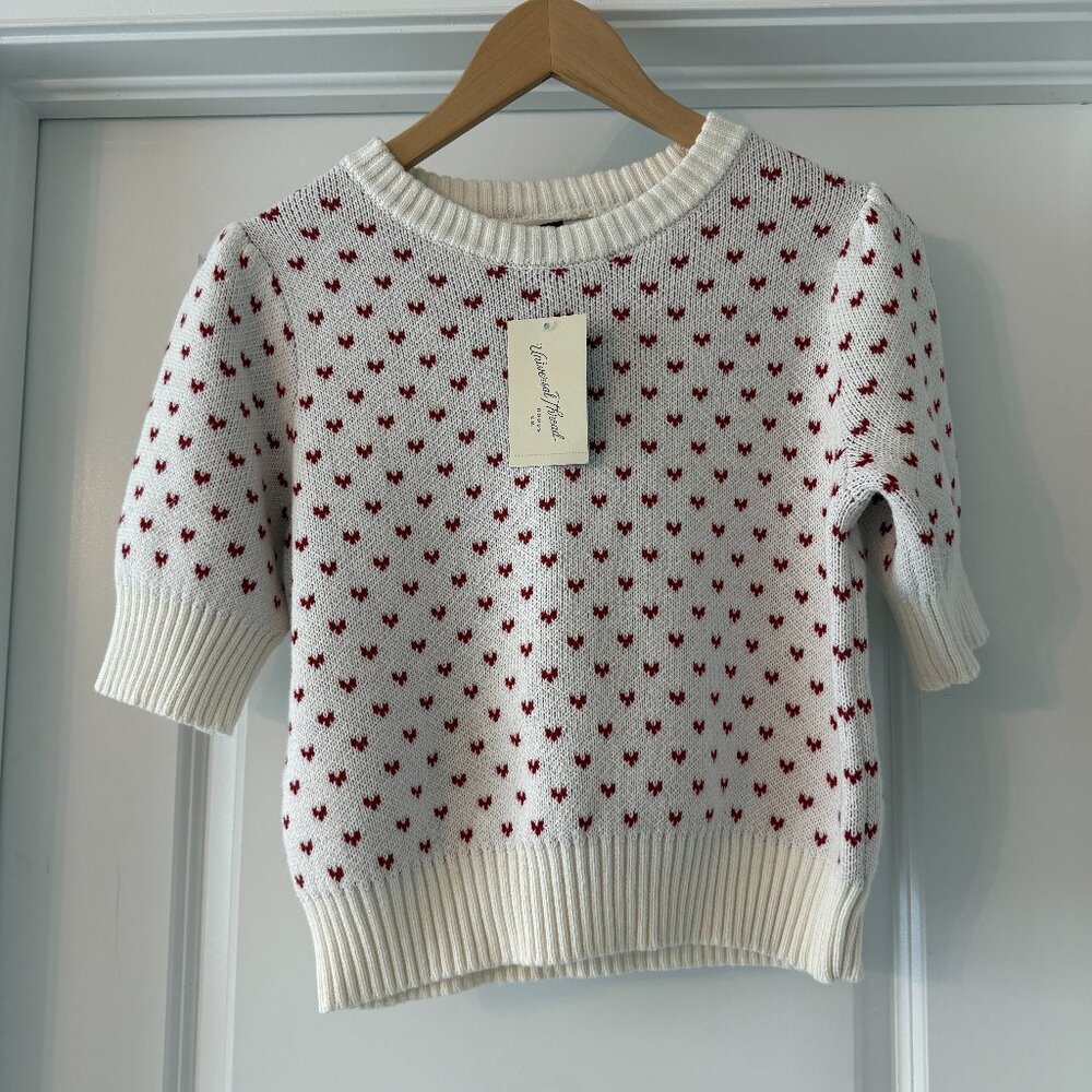 Universal Thread Puff Sleeve Valentine's Day Hearts Sweater XS NEW NWT